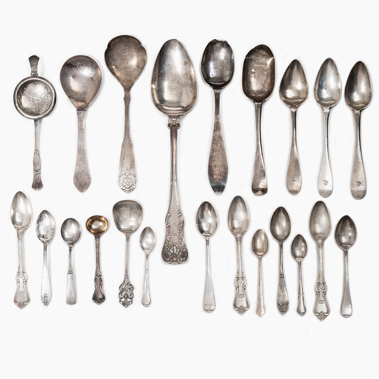 Spoons, 22 pcs, silver, Denmark, Norway, Sweden, 18th-20th century.