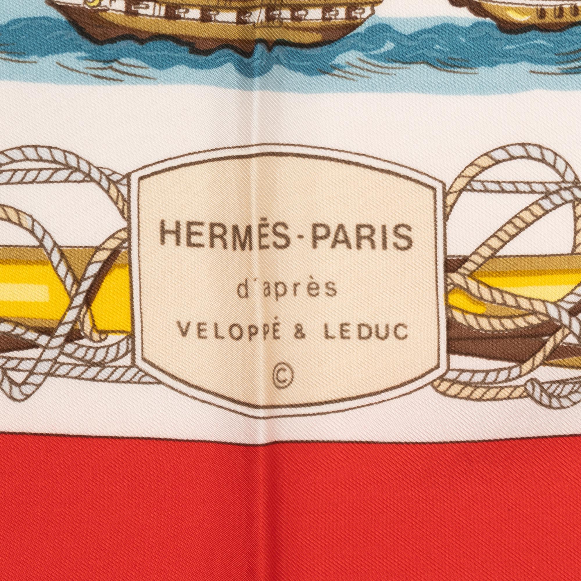 Hermès, a 'Navires d'Europe à Voiles, Mixtes et à Vapeur' silk scarf.