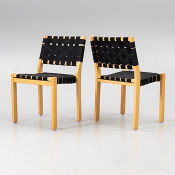 Alvar Aalto, six model 611 chairs, Artek, Finland.