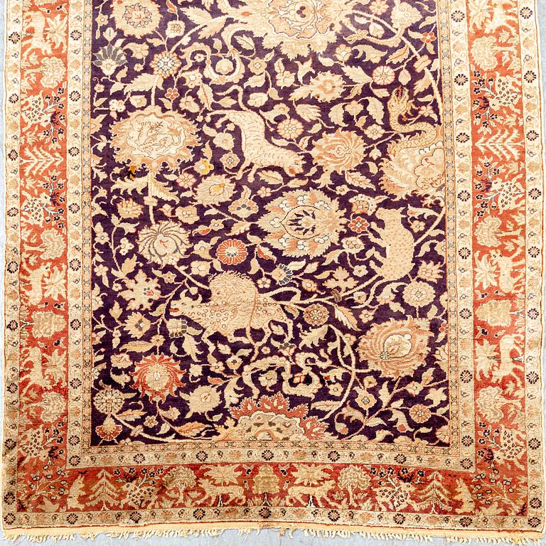 A Kayseri silk on cotton semiantique carpet ca 185x126 cm.