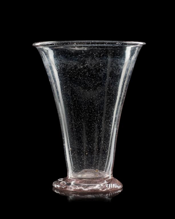 A large Swedish silver-shaped glass beaker, presumably Limmared or Kosta manufactory.