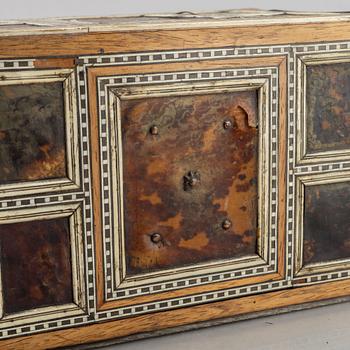 A Spanish colonial bone and tortoise inlayed writing-box, circa 1700.