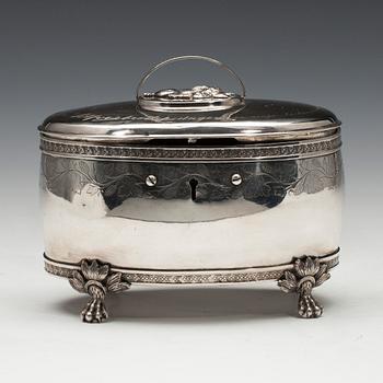 SOCKERSKRIN, silver, Lorenz Georg Weis, Norrköping 1819. Vikt 590,8 g.