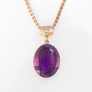 HALSBAND, 14K guld, ametist och diamanter, 1981.