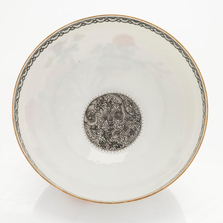 Maljoja, 4 kpl, munankuoriposliinia, Kiina, myöhäinen Qing-dynastia/1900-luku.