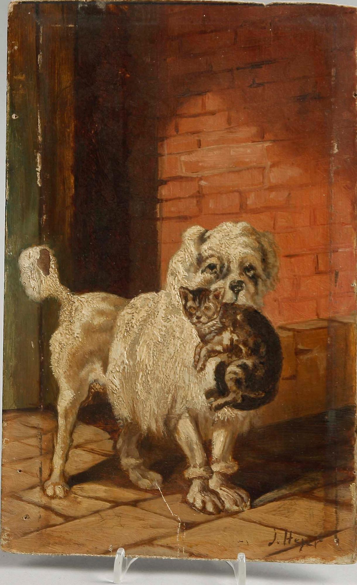 OKÄND KONSTNÄR, olja på pappannå, sign J Heyer.