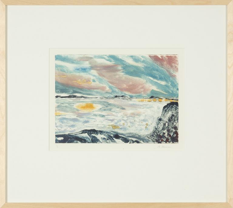 Madeleine Aleman, monotype in colours. Signed in penci and nu,mbered 1/1.