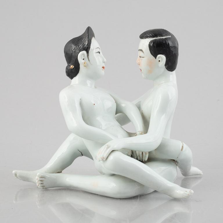 Two Chinese erotic porcelain figures, first part of the 20th century.