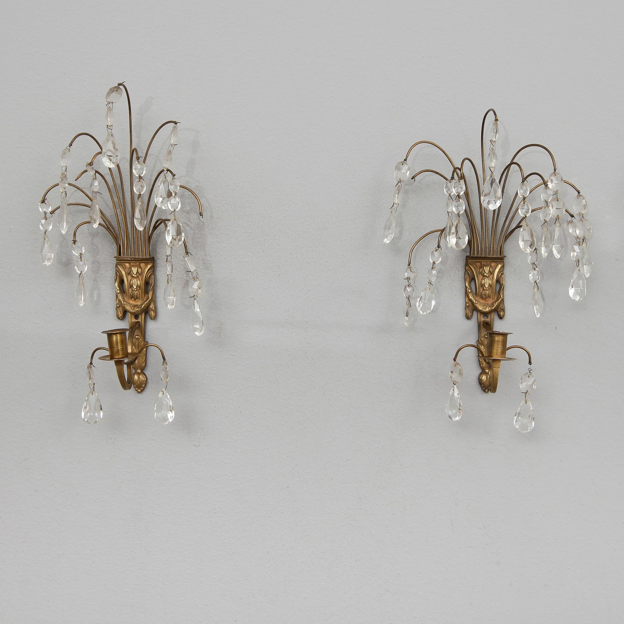 VÄGGLAMPETTER, 1 par, gustaviansk stil, 1900-talets första hälft.