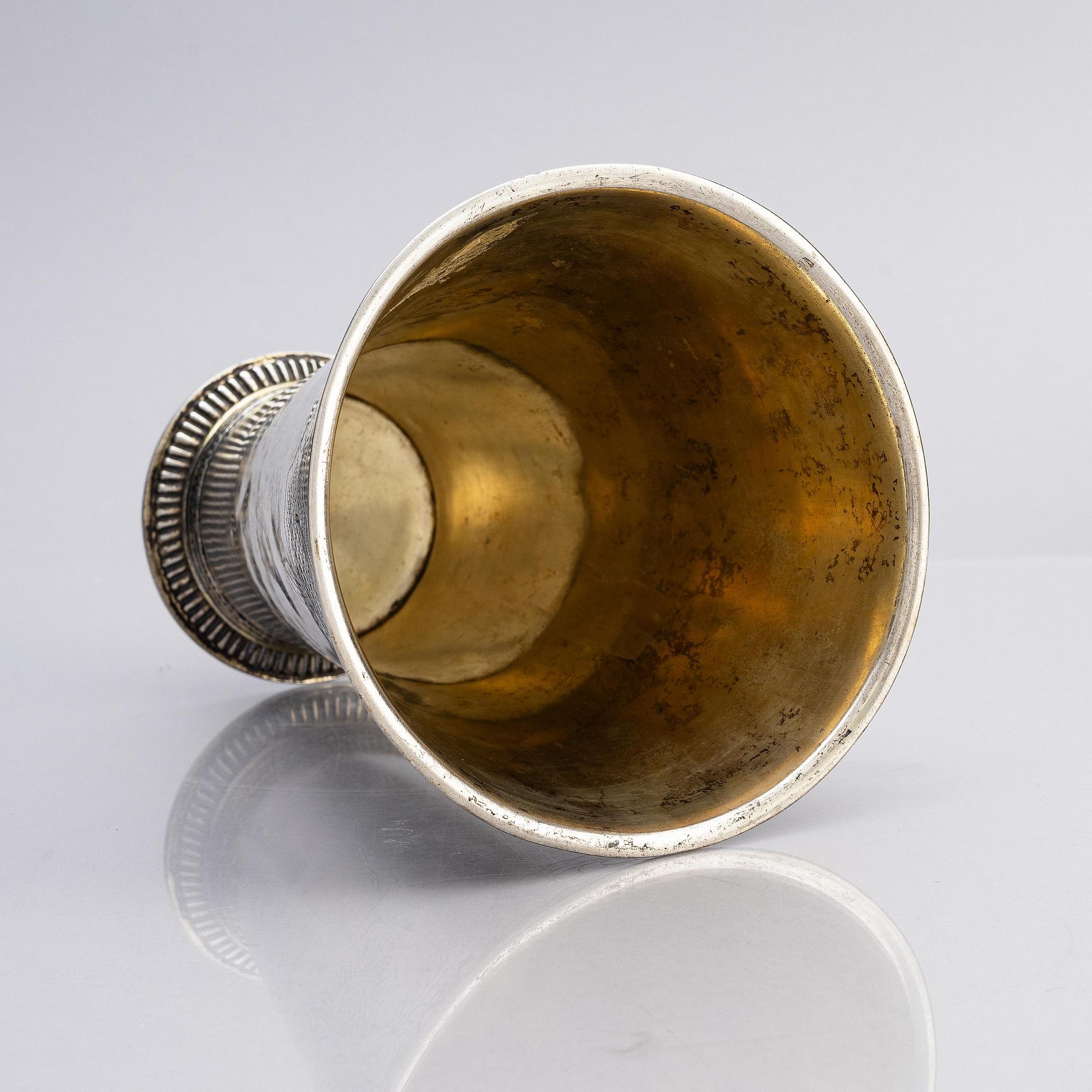 A Swedish 18th century parcel-gilt silver beaker, mark of Carl Lemon the elder, Uppsala 1740.