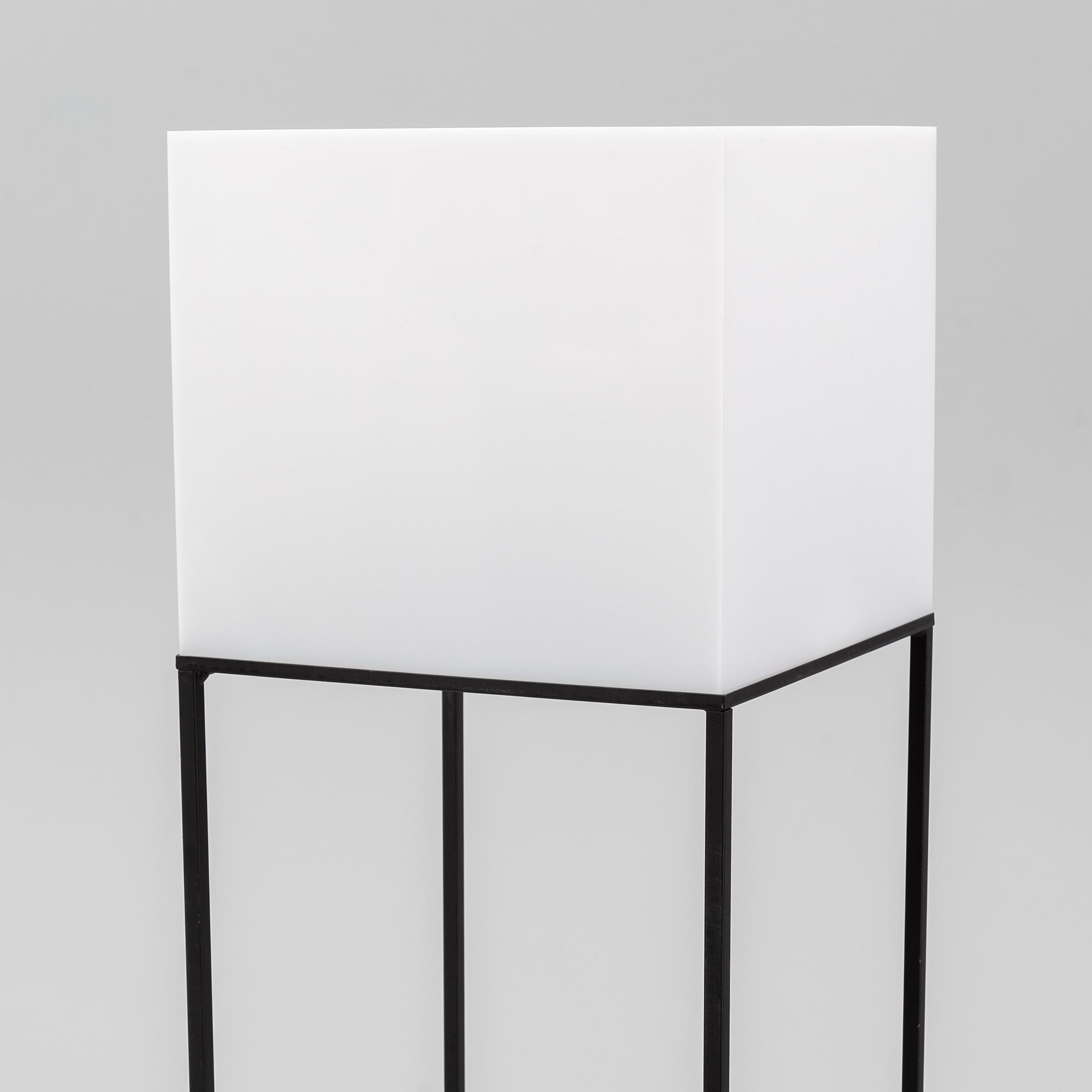 An acrylic and aluminum floor lamp, Søberg Lystek Denmark.
