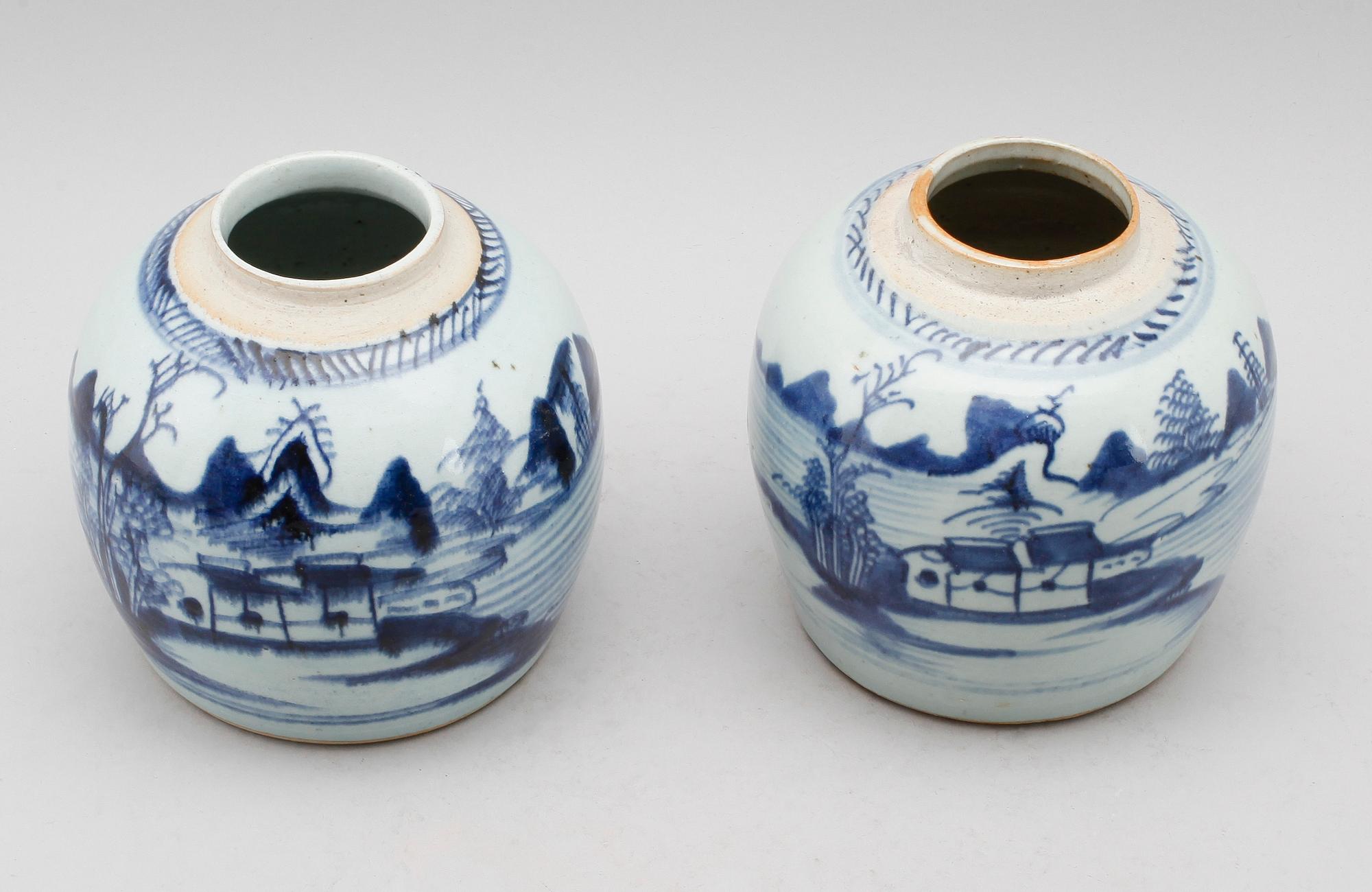 BOJANER, 2 st, porslin, Kina, 1800-tal.