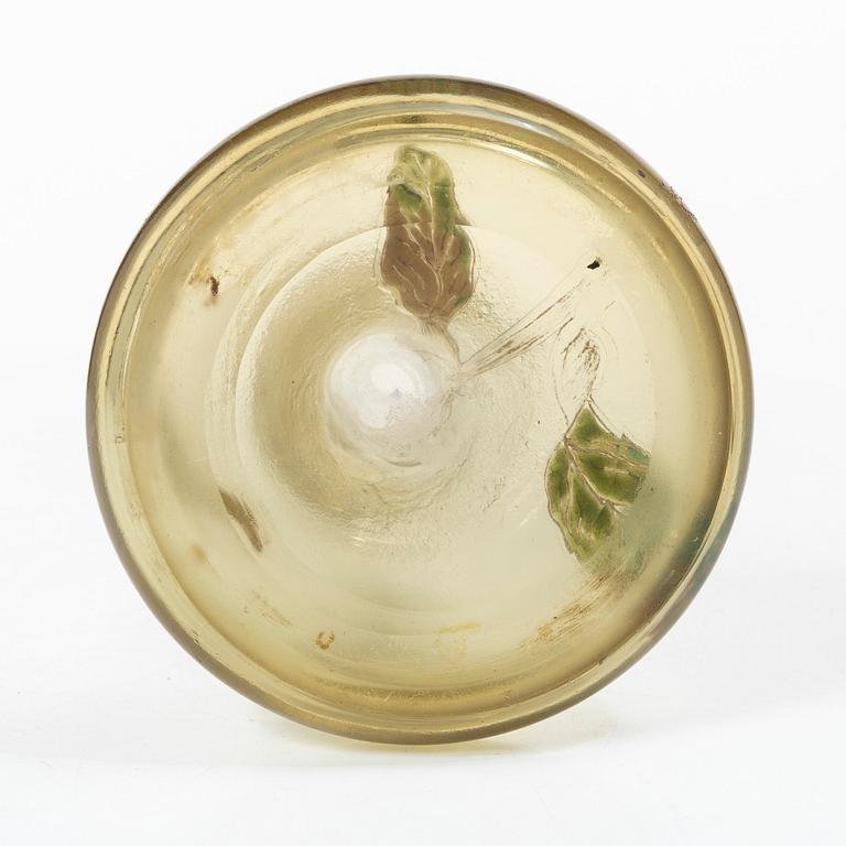 Emile Gallé, an etched and enamelled Art Nouveau glass vase, Nancy, France.