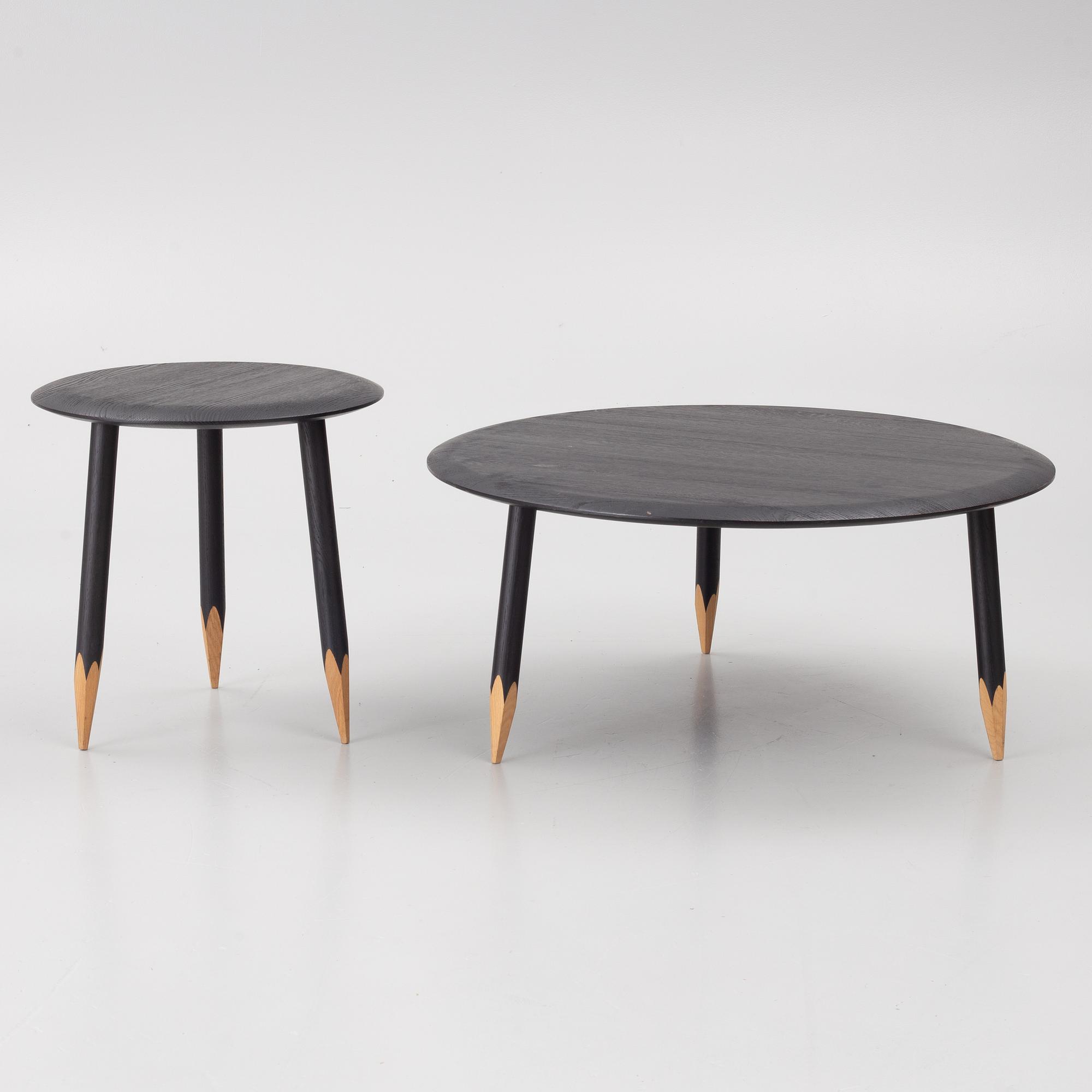 Samuel Wilkinson, Coffee Tables, 2 pcs, “Hoof Table”, &Tradition, Denmark, 2000s.