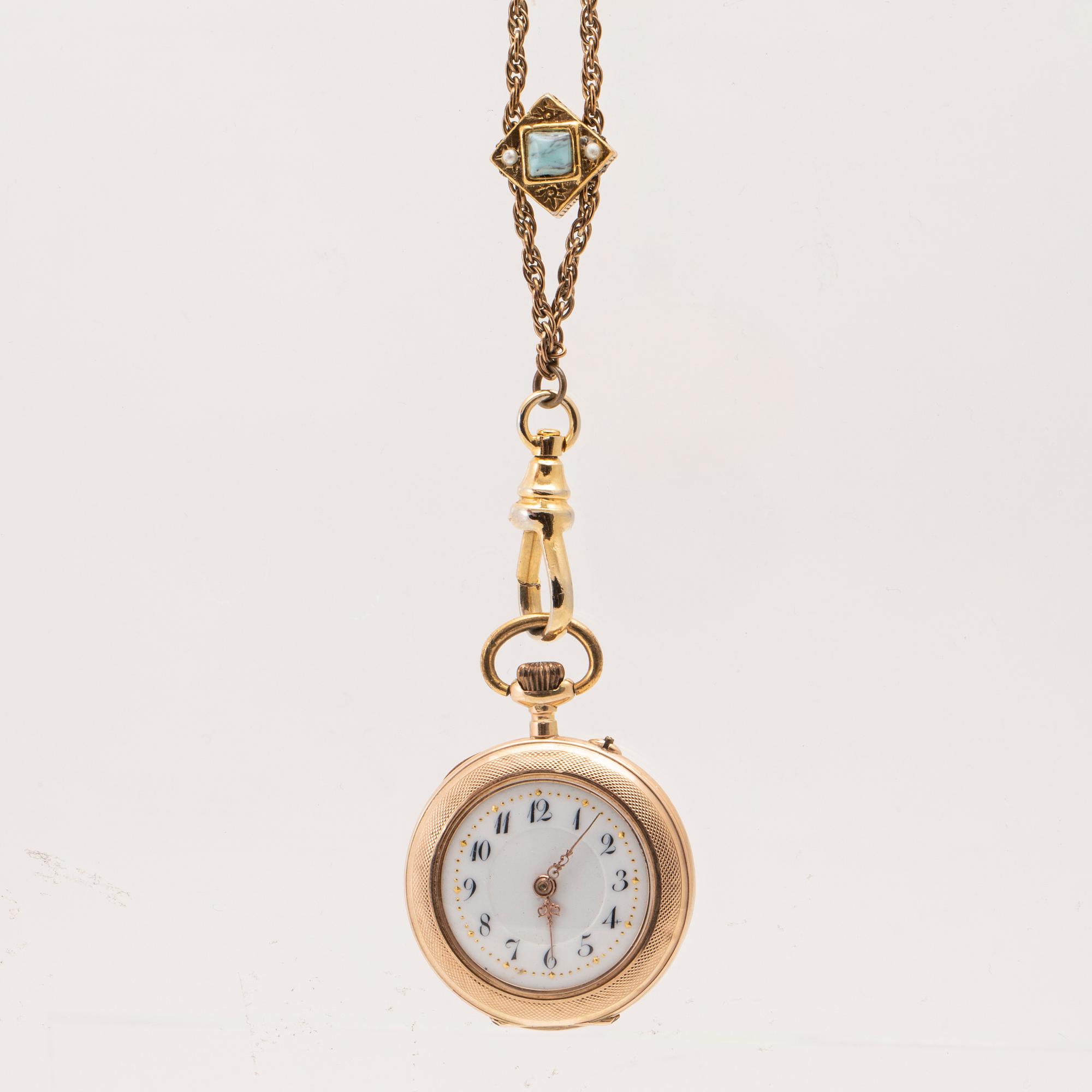 Pocket watch with chain, 28 mm.