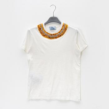 Prada, a cotton top with strass, size XS.