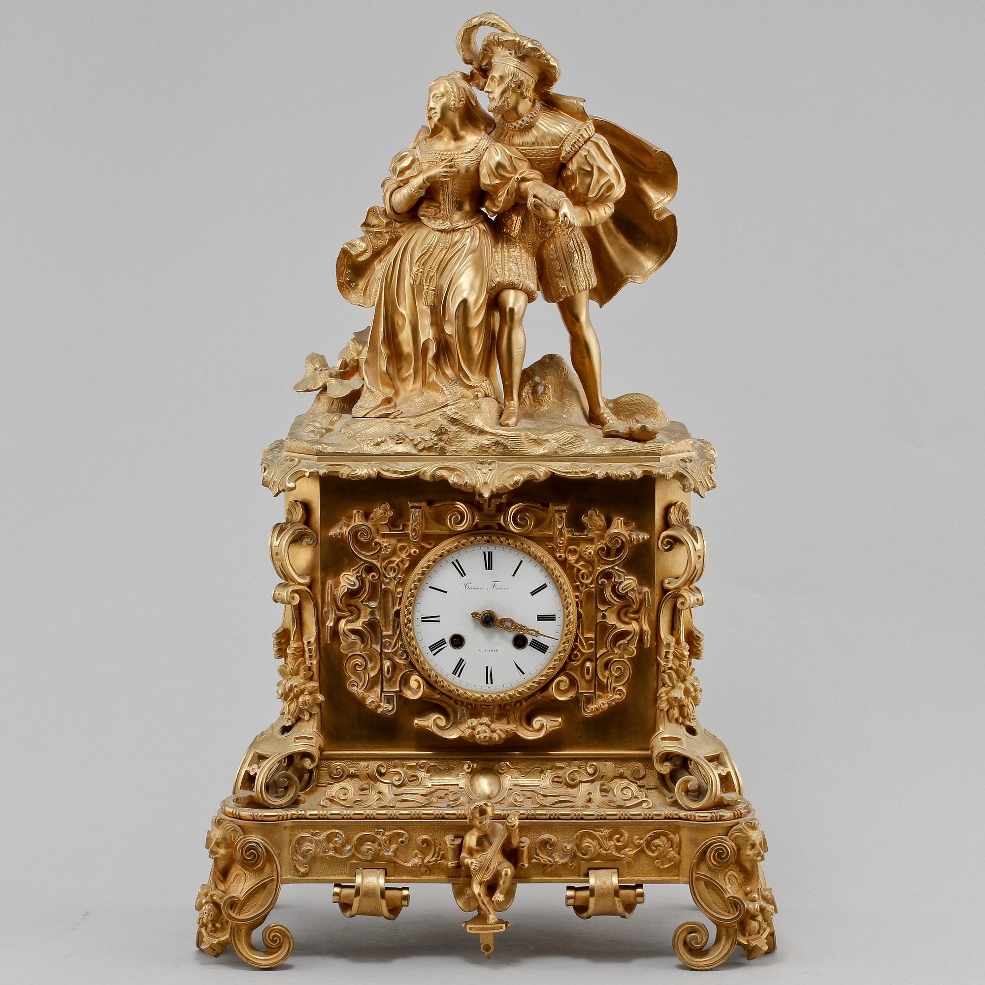 BORDSPENDYL, Frankrike, urtavlan märkt Caveau Frères à Paris, senempire, omkring 1800-talets mitt.