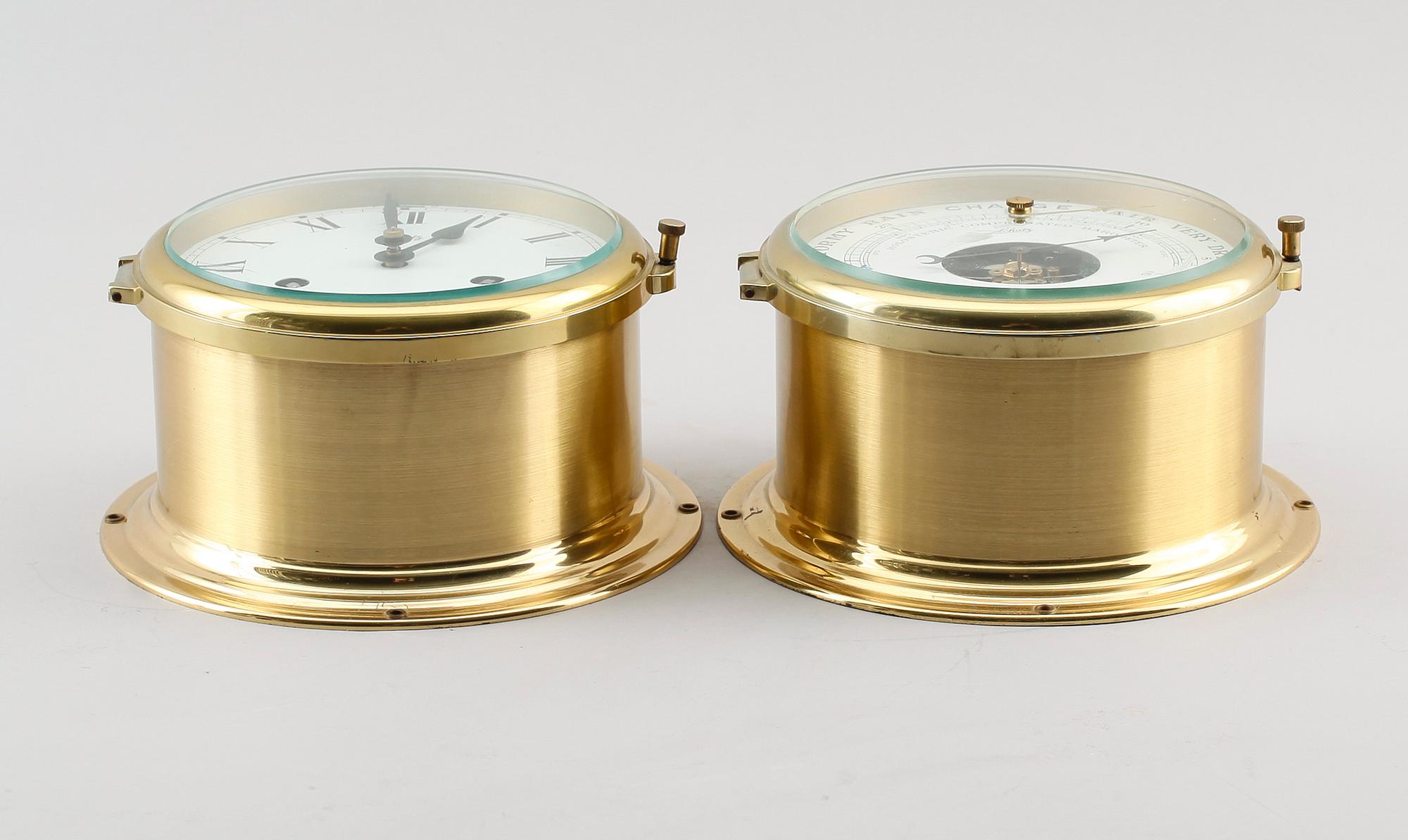 SKEPPSUR SAMT BAROMETER, mässing, Schatz, 1900-talets mitt.