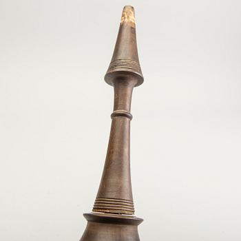 A set of four persian wooden and metal galianparts and a wooden part for the pipe, circa 1900.