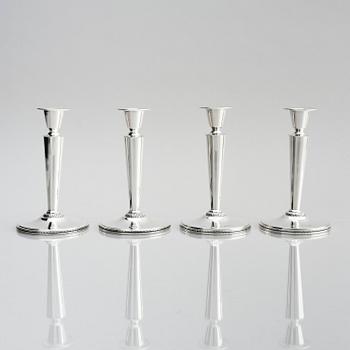 Eric Råström, four silver candlesticks, company CG Råström, Stockholm, Sweden 1965-1973.