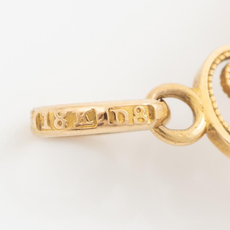 Hänge, 18K guld filigran med ljusblå syntetisk spinell.