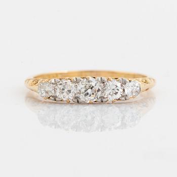 18K gold and old cut diamond band ring.