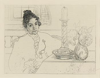 CARL LARSSON, etching, signed C.L. in pencil. Executed 1913. State 2. 165 signed copies. "An Artist's Wife".