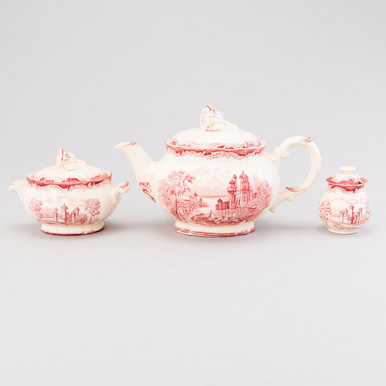 A 157-piece tableware set of 'Bengali, red', Swedish Rörstrand creamware of the 1940s.