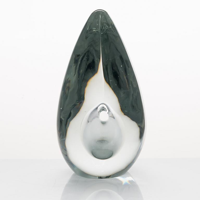 Timo Sarpaneva, glasskulptur, "Fågelhuvud", signerad Timo Sarpaneva Iittala -54.