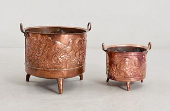 YTTERFODER/VEDKÄRL, 2 st, Koppar, 1800/1900-tal.