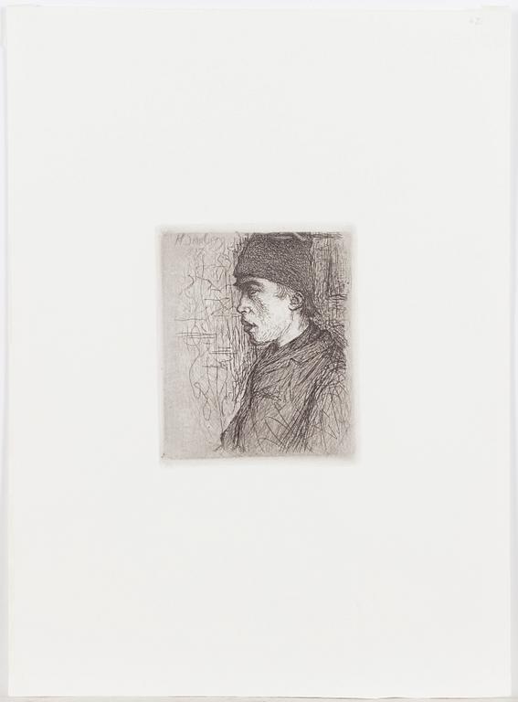 Hugo Simberg, line-etching and dry point, signed in plate.