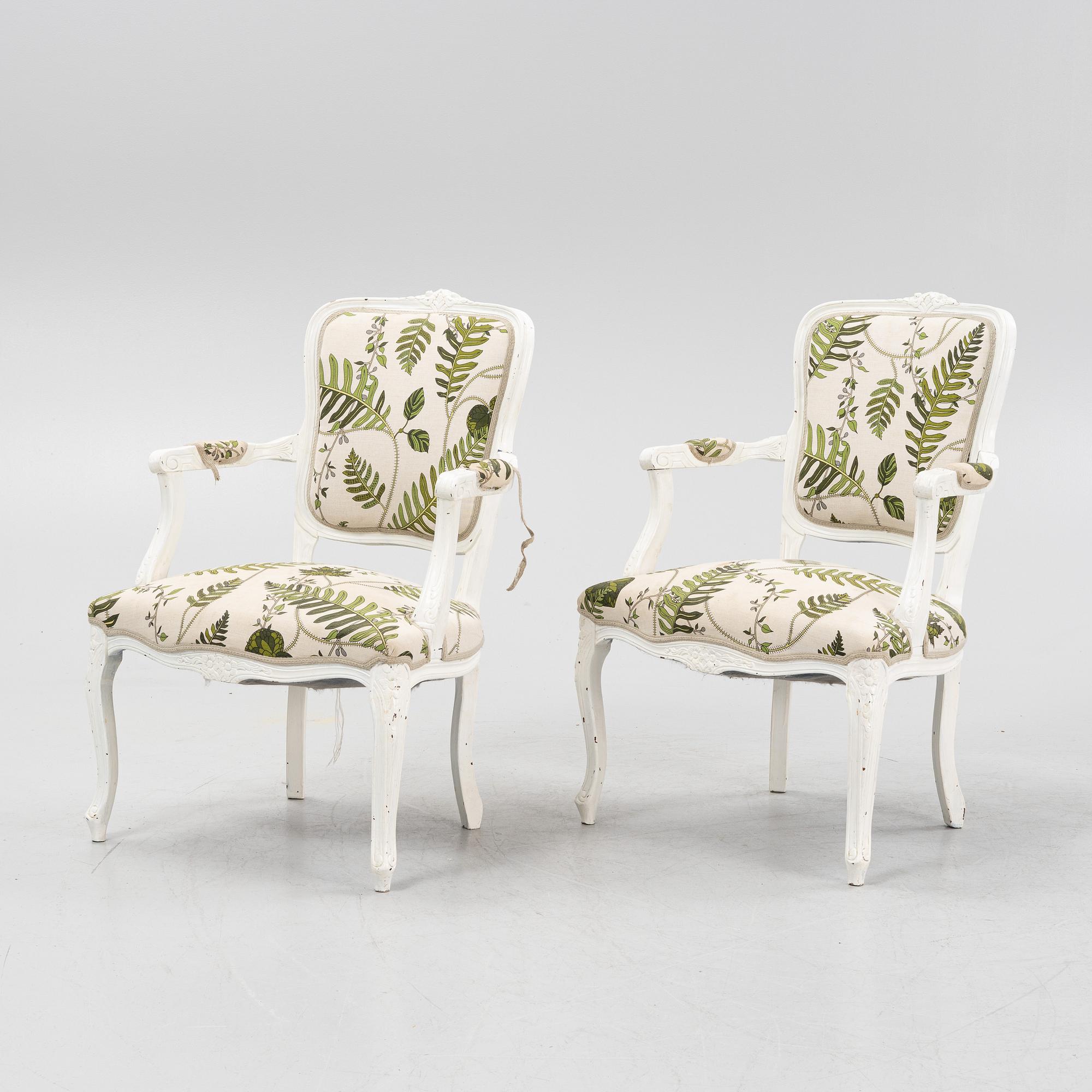 A pair of Rococo style armchairs, 20th century.