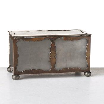Firma Svenskt Tenn, a pewter and brass box, Stockholm 1930, model A 854.