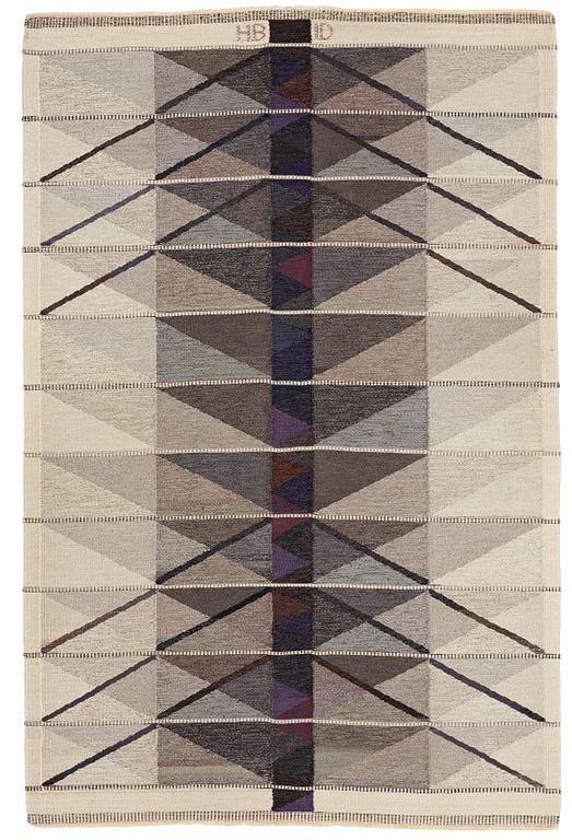 Ingrid Dessau, A CARPET, "Vinterträd, grå", flat weave, ca 226,5 x 149 cm, signed HB ID.