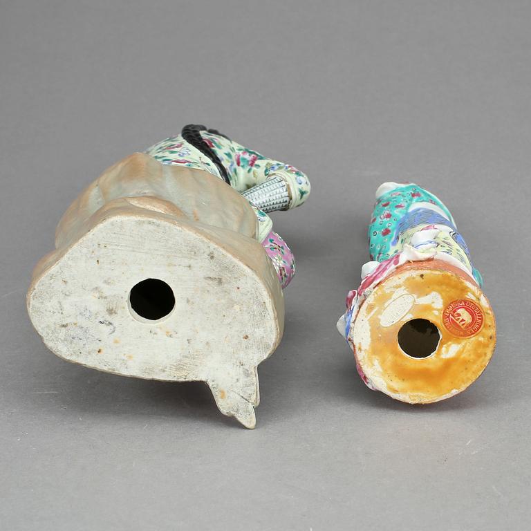 FIGURINER, 2 st, porslin, Kina 1800-tal.