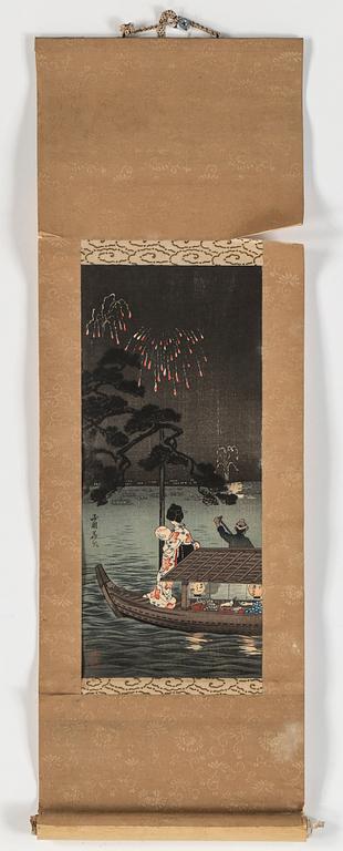 RULLMÅLNINGAR, 3 st, på papper, Japan 1900-tal.