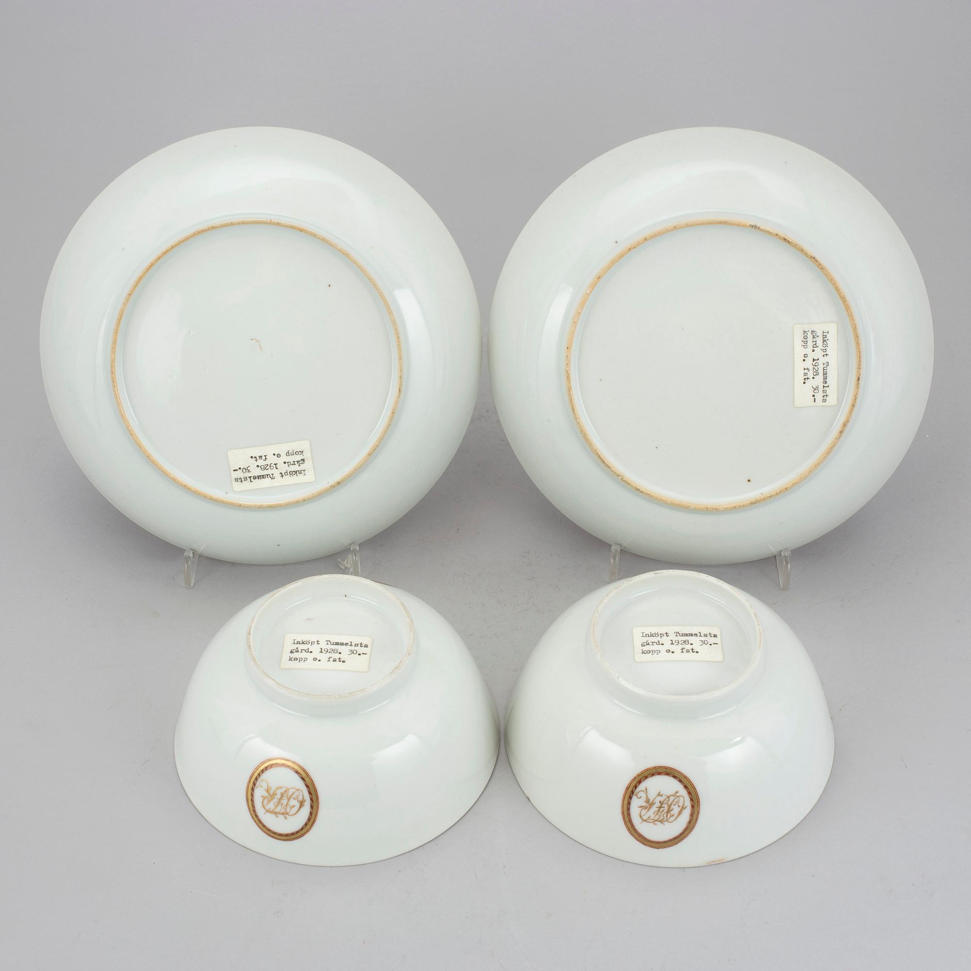 SKÅLAR MED FAT, ett par, kompaniporslin, Qianlong (1936-95).