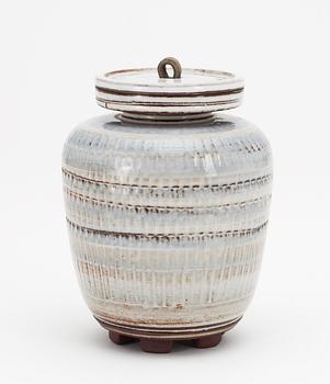 A Wilhelm Kåge 'Farsta' stoneware lidded urn, Gustavsberg studio 1959.