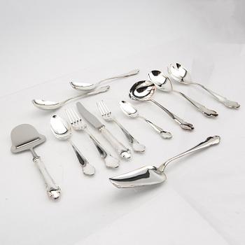 A Swedish 20th century set of 42 pcs of silver cutlery mark of Gensen Eskilstuna 1999 total weight 2572 grams.