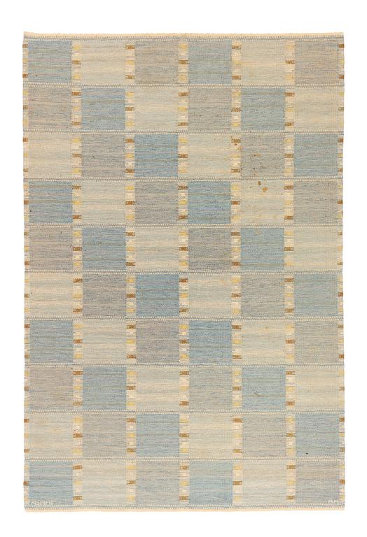 Barbro Nilsson, a carpet, "Falurutan, lättblå III", flat weave, ca 257 x 170 cm, signed AB MMF BN.