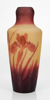 An Emile Gallé Art Nouveau cameo glass vase, Nancy, France.