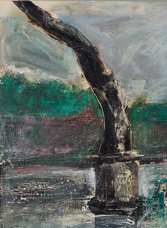 Ivor Abrahams, mixed media, signed and dated 1986.