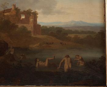 Cornelis van Poelenburgh tillskriven, Badande nymfer.