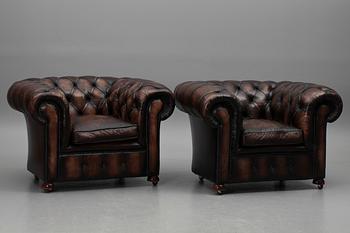 SOFFGRUPP, 3 delar. Chesterfield-stil. 1900-tal.