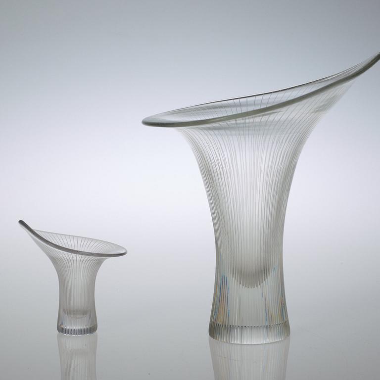 Two Tapio Wirkkala 'Kantarelli' glass vases, Iittala, Finland.