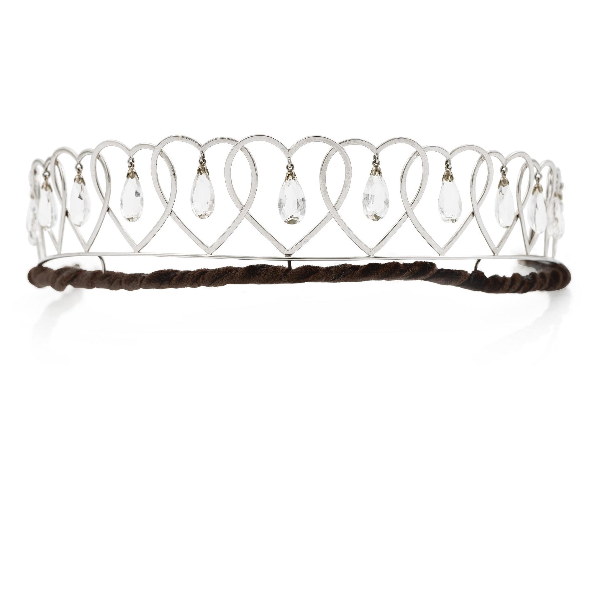 CF Carlman tiara 18K vitguld med droppslipad bergkristall, Stockholm 1968.