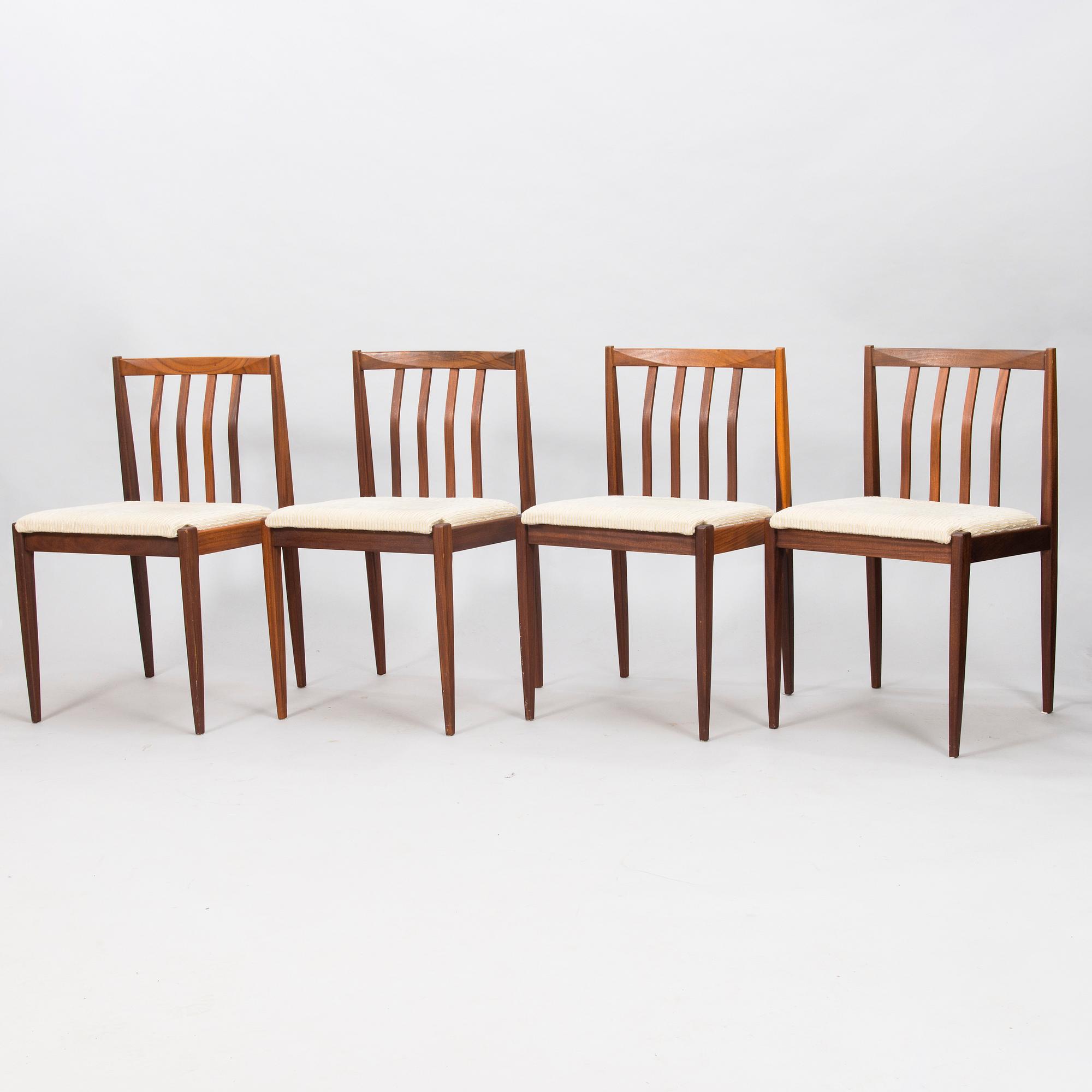 Four chairs from 1950's in teak.
