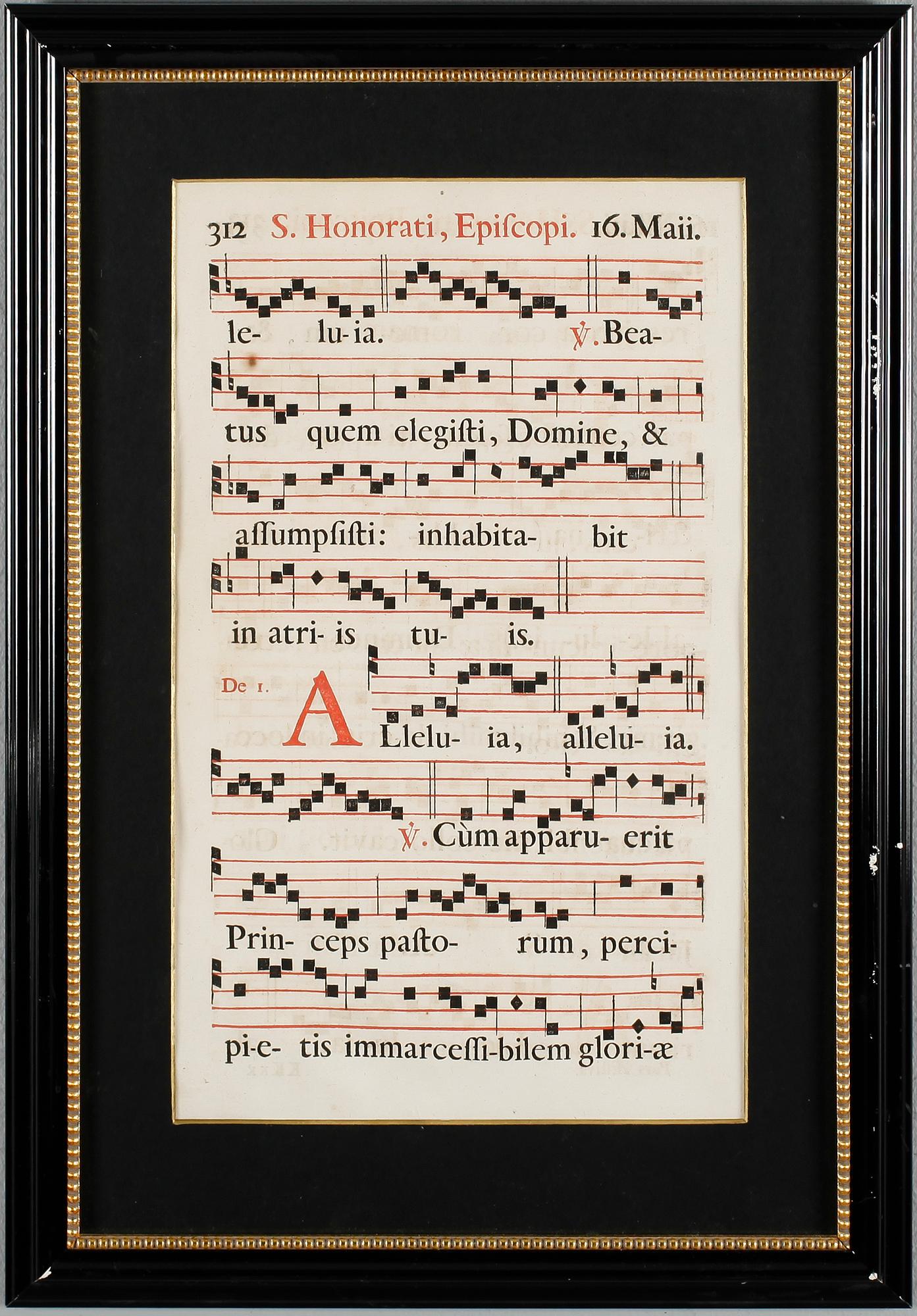 GRAVYRER, 2 st, noter/missaleblad, antika.