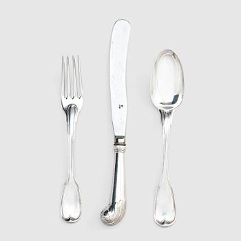 237. De von Fersenska besticken, silver, tre stycken, Frankrike 1700-tal.