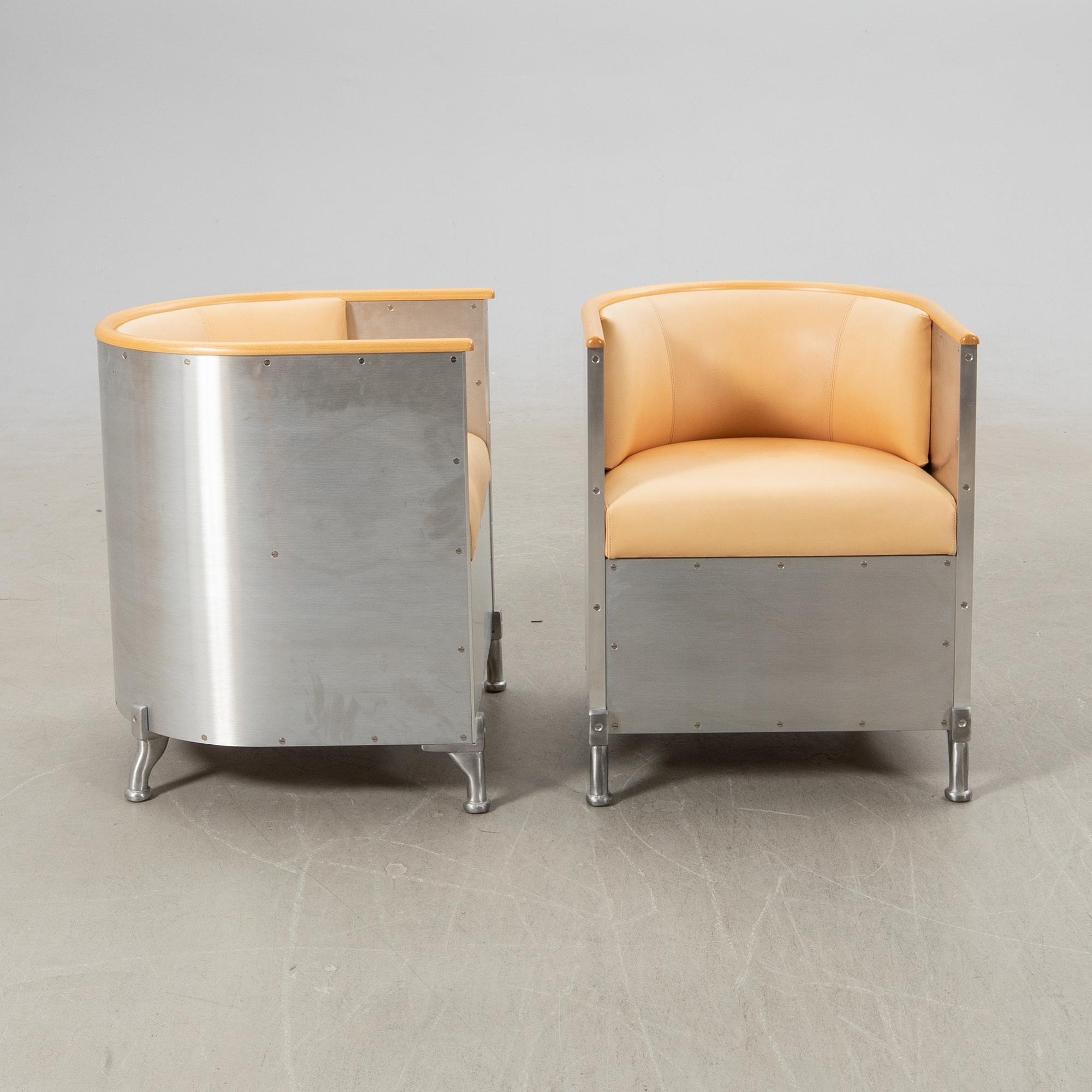 Mats Theselius, Armchairs a pair "Aluminium Chair", for Källemo after 1999.